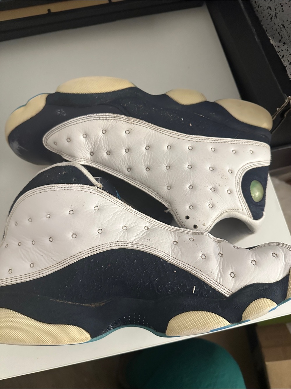 Jordan Men’s Sneakers - White / Navy / Light Blue - Picture 3 of 5